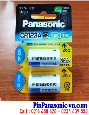 Panasonic CR123A, CR17345, CR123AW Pin Lithium 3v Thị trường Nội Địa Nhật -vỉ pin chữ Nhật (Vỉ 2viên)